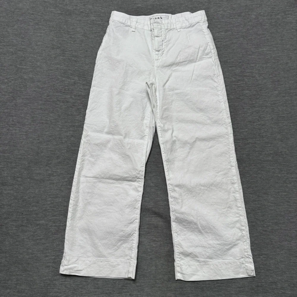 Frank Eileen sz 6 Wexford Linen Cotton Pants Trouser White Wide Leg High Waist - Picture 7 of 13